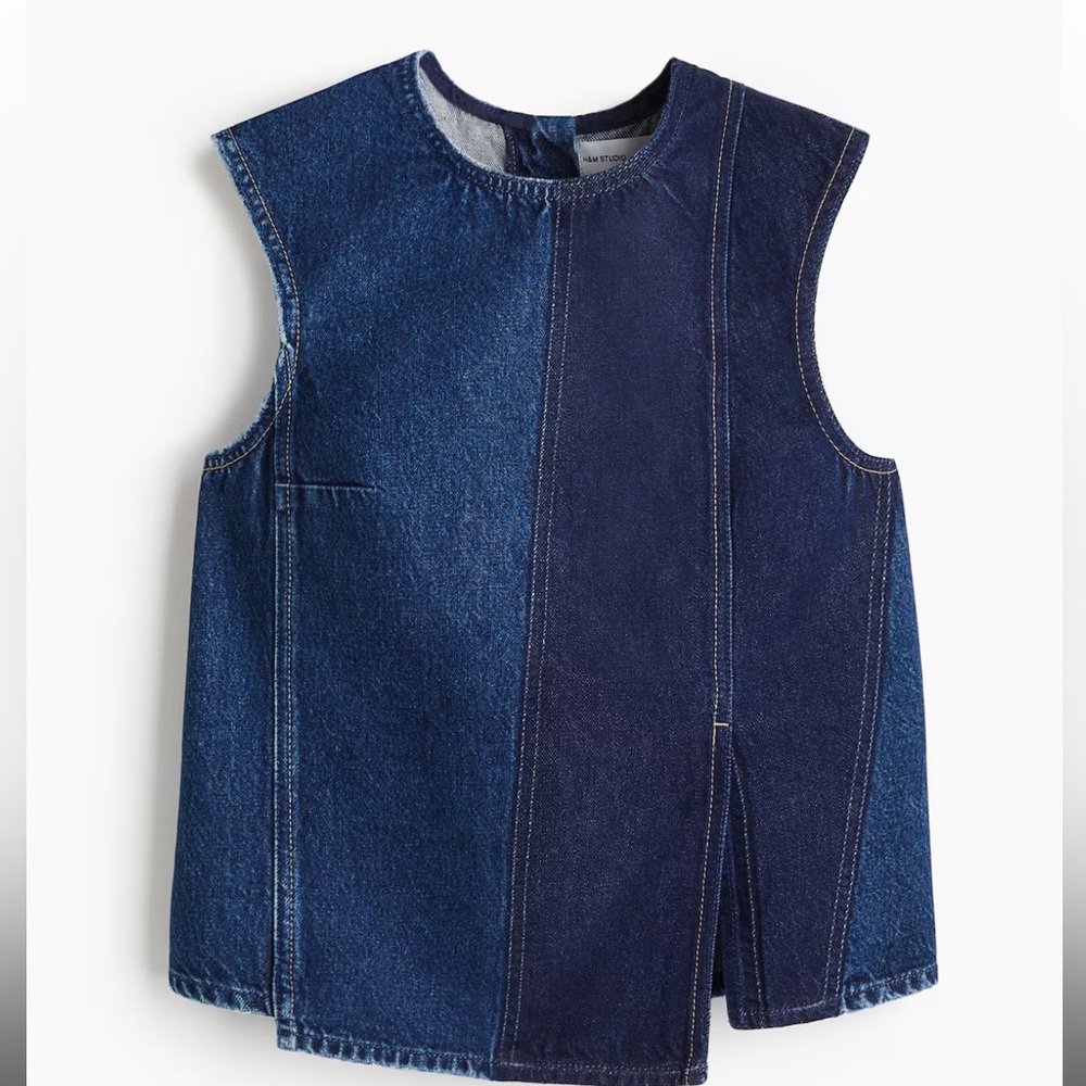 NWT H&M Studio Capsule Two-Tone Denim Top